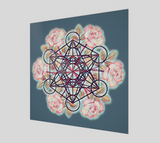"Metatron's Cube with Light Pink Roses" Poster Print