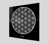 "Flower of Life - Silver on Black - Unity" Poster Print