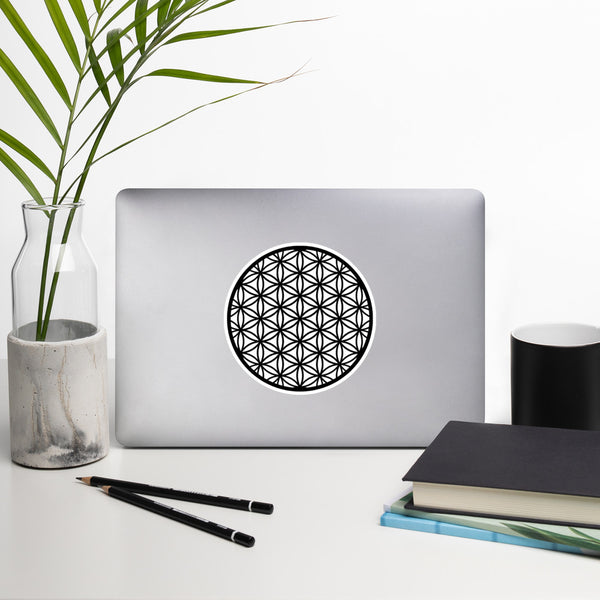 "Flower of Life - Black on White" Bubble-free stickers