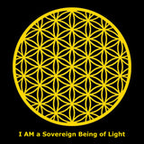 "Flower of Life - Gold on Black - I AM a Sovereign Being of Light" Fine Art Print