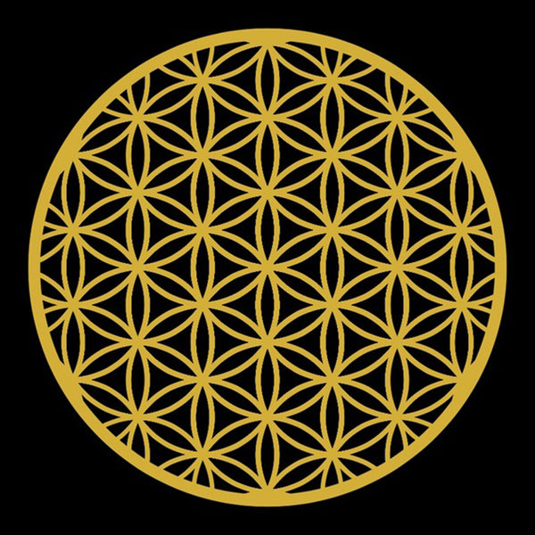 "Flower of Life - Metallic Gold on Black" Poster Print