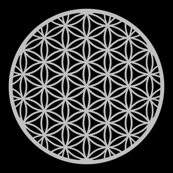 "Flower of Life - Silver on Black" Poster Print