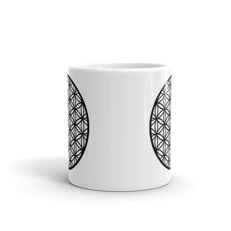 "Flower of Life - Black on White"  Glossy Ceramic Mug