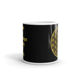 "Flower of Life - Metallic Gold on Black - I AM a Sovereign Being of Light" Ceramic Glossy Mug