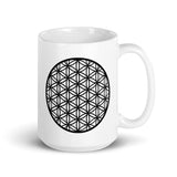 "Flower of Life - Black on White"  Glossy Ceramic Mug